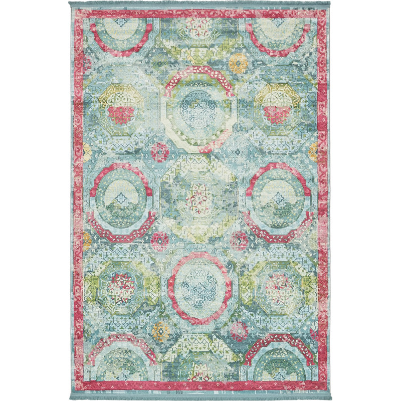 Bungalow Rose Lonerock Turquoise/Pink Area Rug & Reviews Wayfair